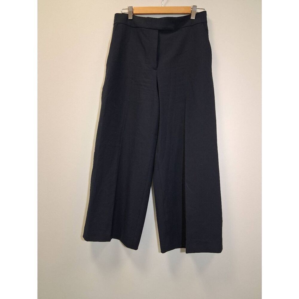 Club Monaco womens size 6 wide leg fine wool dress pants hi rise navy blue